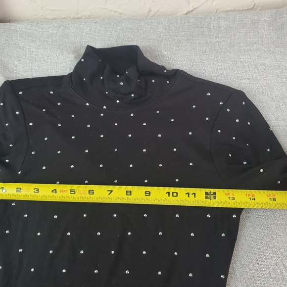 Ramy Brook Della Turtleneck Midi Dress Xxs Black Studded Long Sleeve Bodycon - Picture 13 of 15